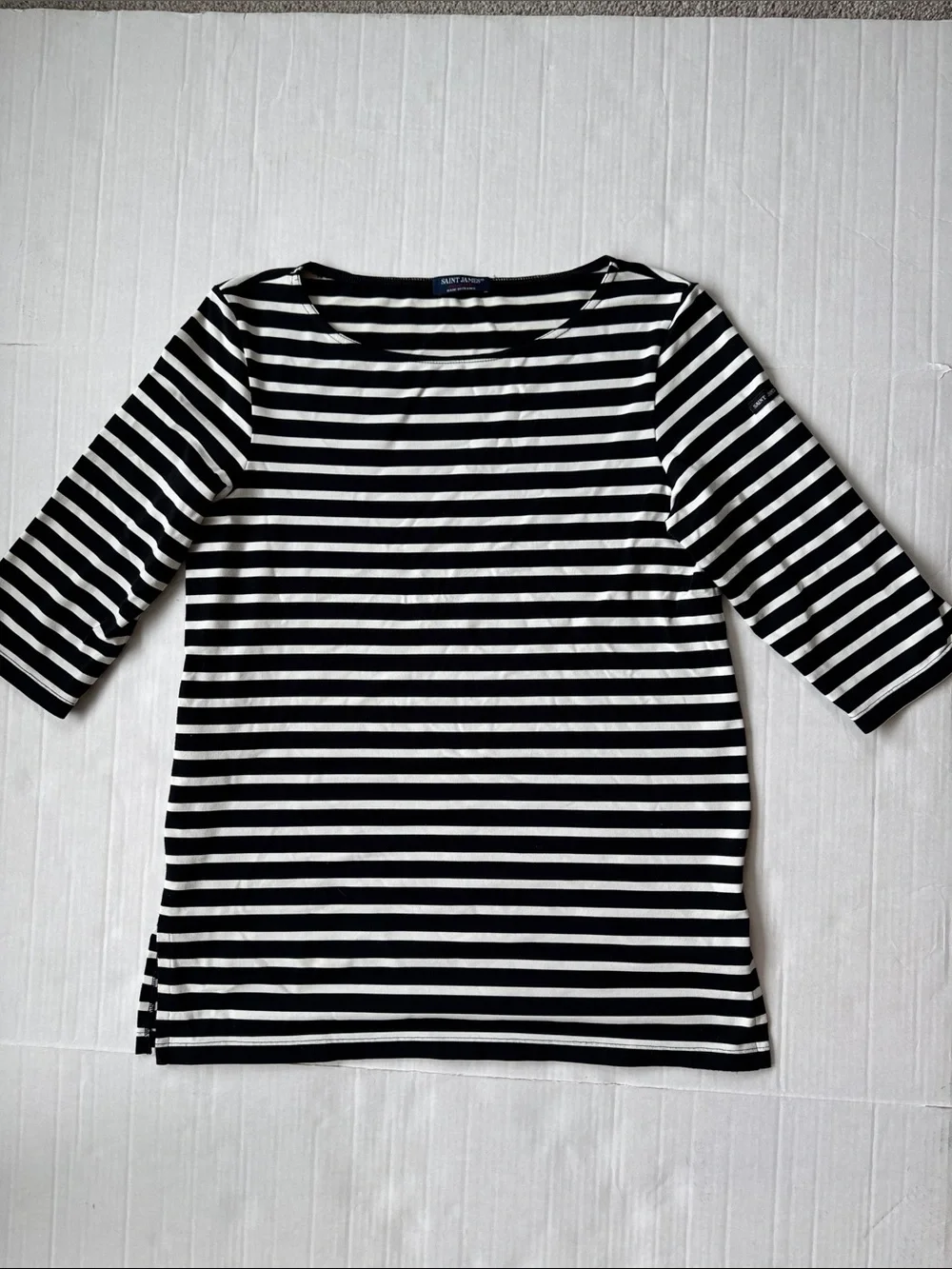 Saint James Black and White Breton Stripe Tee size 8 - Picture 1 of 10